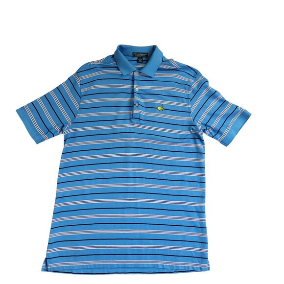 Masters Collections Polo Shirt 60's Two-Ply Pima Cotton Striped Sz L - Picture 2 of 16